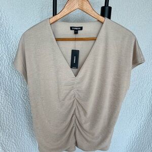 NWT Express Taupe V-Neck Women's Blouse